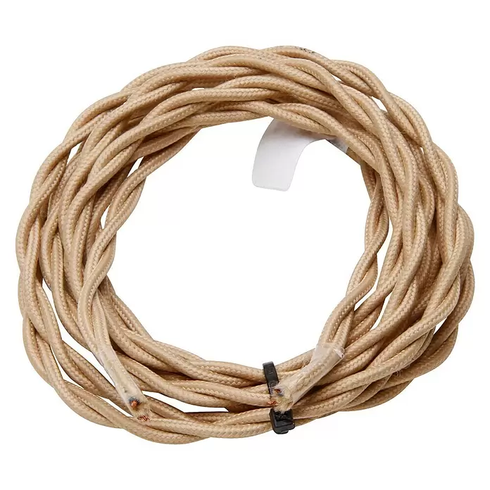 Kopp Textielkabel gevlochten stroomkabel - Beige, 2-aderig - Diagonaal zicht