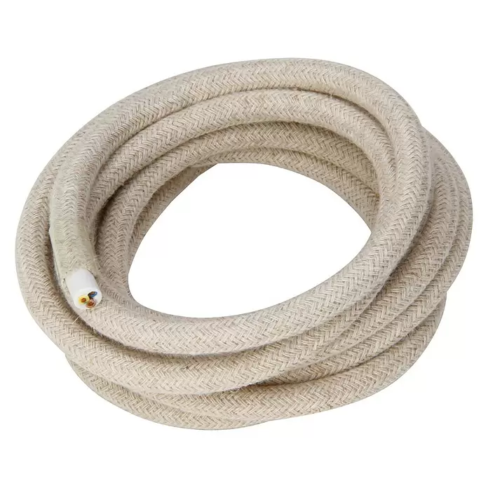 Kopp Textielkabel stroomkabel - Beige, 3-aderig - Diagonaal zicht