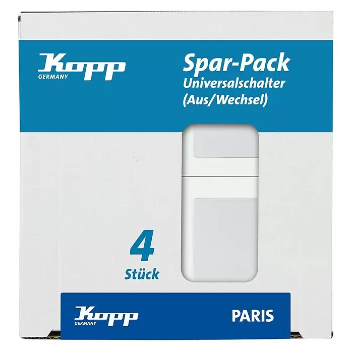 Kopp Paris Wisselschakelaar 4-pack - Wit, Inbouw, Kunststof, IP20, 4 st. - Vooraanzicht
