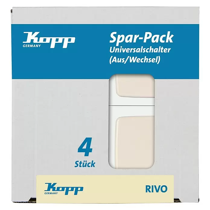 Kopp Rivo Wisselschakelaar 4-pack - Wit, Inbouw, Kunststof, IP20, 4 st. - Vooraanzicht