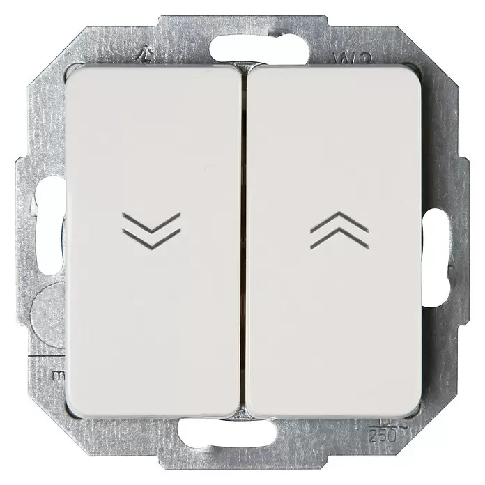 Voltomat Milano Jaloezieschakelaar - Wit, Inbouw, Kunststof, IP20 - Vooraanzicht