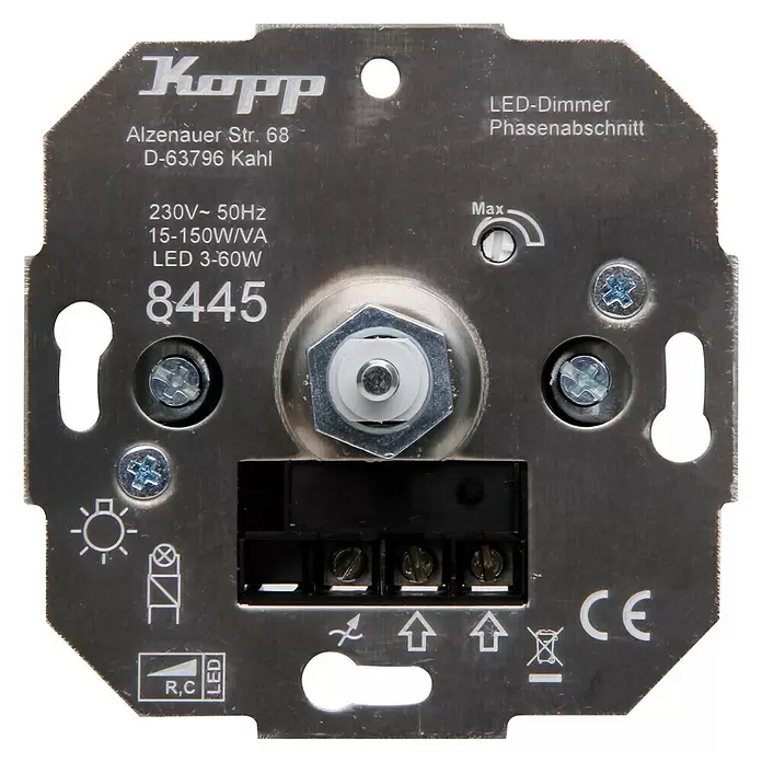 Kopp Technik-Center Led-dimmer Basiselement RC LED 3-50W - 3 W - 50 W, Inbouw - Vooraanzicht