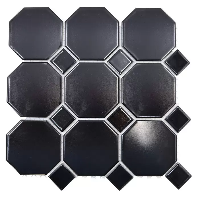 Mozaïektegel Octagon G 940N - 30 x 30 cm, Zwart, Mat - Bovenaanzicht