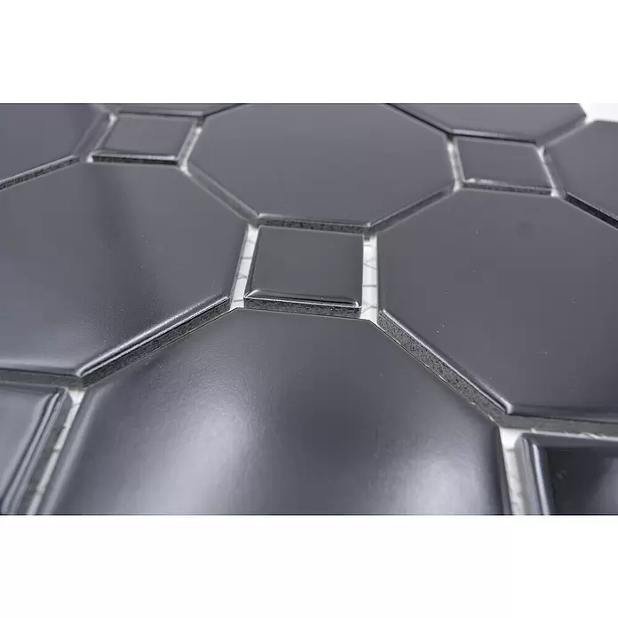 Mozaïektegel Octagon G 940N - 30 x 30 cm, Zwart, Mat - Close-up