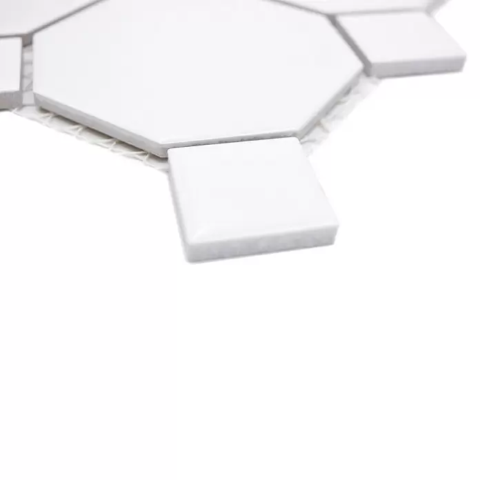 Mozaïektegel Octagon G 930N - 30 x 30 cm, Wit, Mat - Close-up