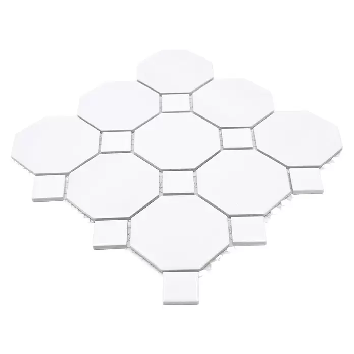 Mozaïektegel Octagon G 930N - 30 x 30 cm, Wit, Mat - Diagonaal zicht