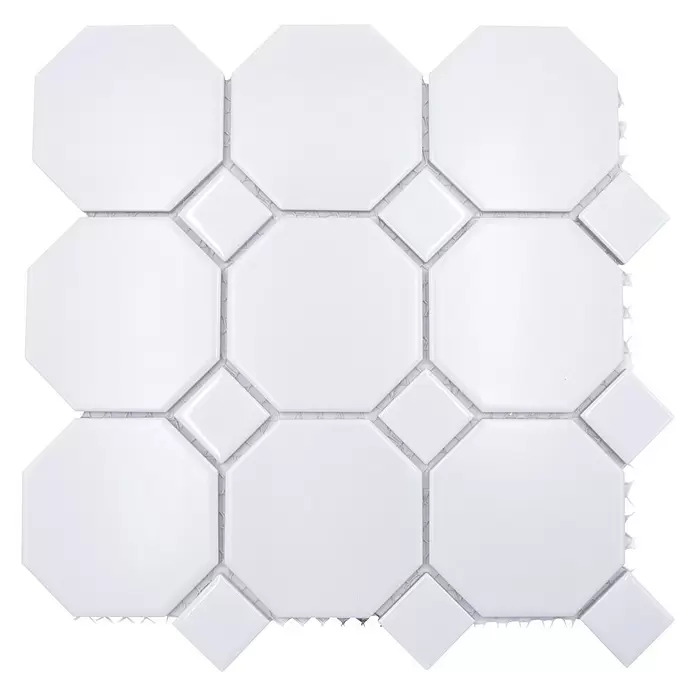 Mozaïektegel Octagon G 930N - 30 x 30 cm, Wit, Mat - Bovenaanzicht