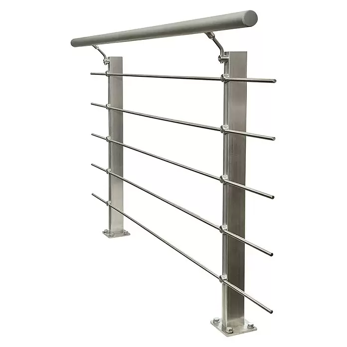 Treba Frewa Geländer-Set CG2 - Bodenmontage, Aluminium, Rechteckig, Länge: 1.500 mm - Diagonale Ansicht