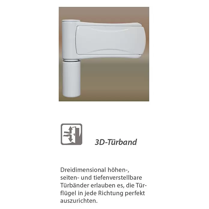 Solid Elements Kunststoffhaustür Modell 1005 - 100 x 210 cm, DIN Anschlag: Rechts, Weiß - Skizze
