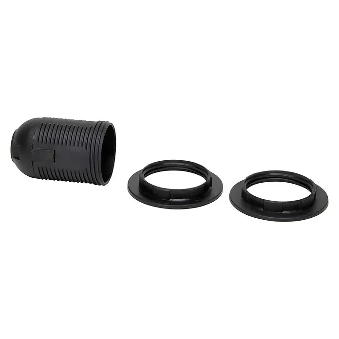 Kopp DYOL Lampfitting E27 2x ring - Zwart, Kunststof, E27, IP20 - Diagonaal zicht