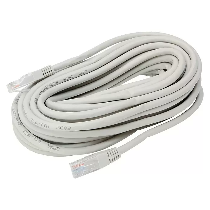 Kopp Netwerkkabel UTP CAT6 RJ45 10m - Lengte: 10 m, Wit, Tot 1 GBit/s, Soort aansluiting: RJ45-stekker - Diagonaal zicht