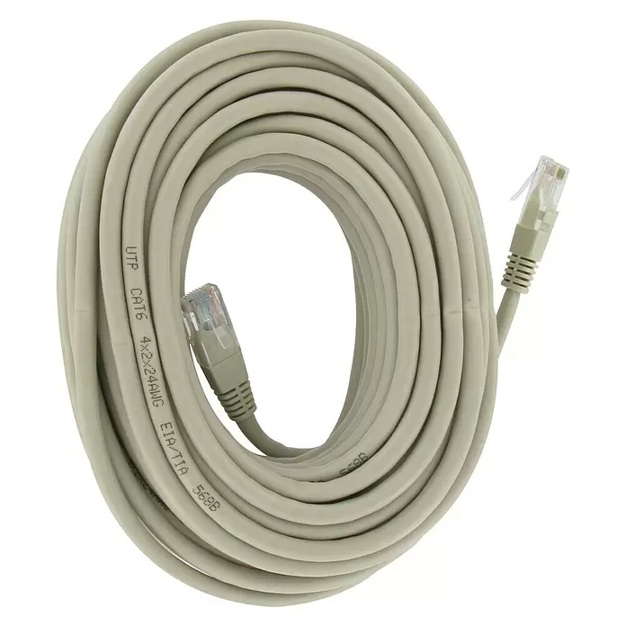 Kopp Netwerkkabel UTP CAT6 RJ45 15m - Lengte: 15 m, Grijs, Tot 1 GBit/s - Diagonaal zicht