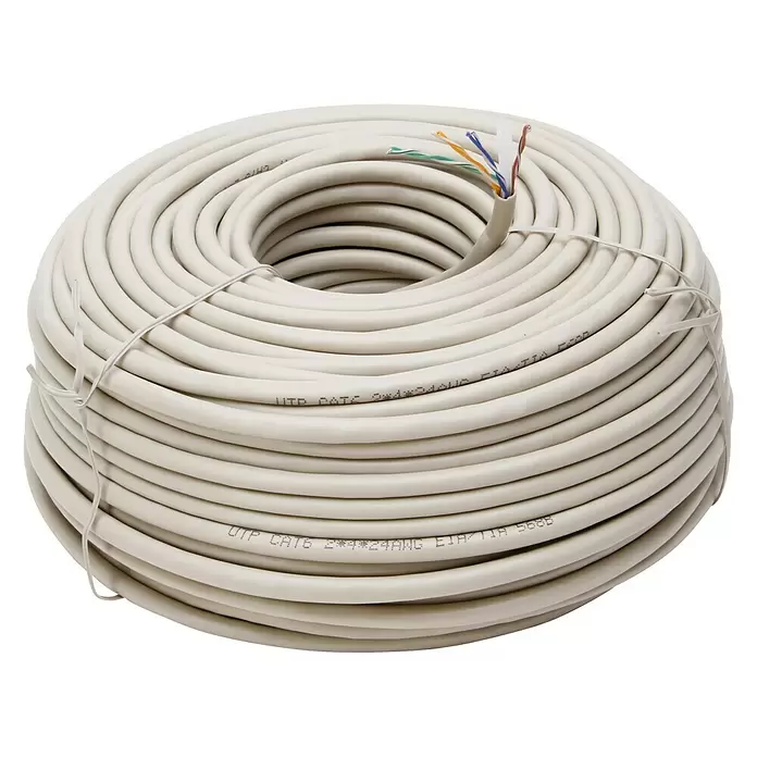 Kopp Netwerkkabel UTP CAT6 20m - Lengte: 50 m, Grijs, Tot 1 GBit/s - Diagonaal zicht