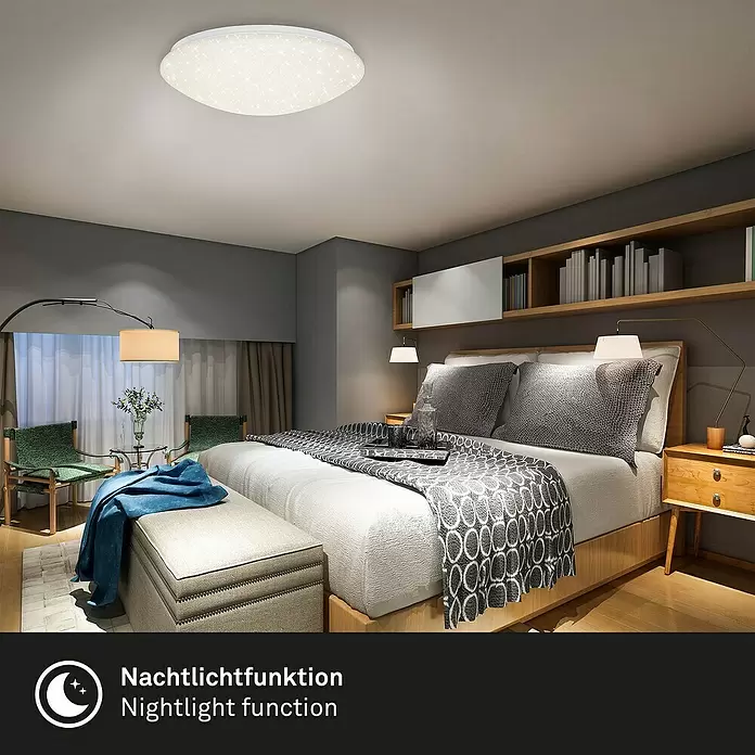 Briloner LED mennyezeti lámpa kerek csillogó - 40 W, Fehér, Meleg fehér - Használati példa