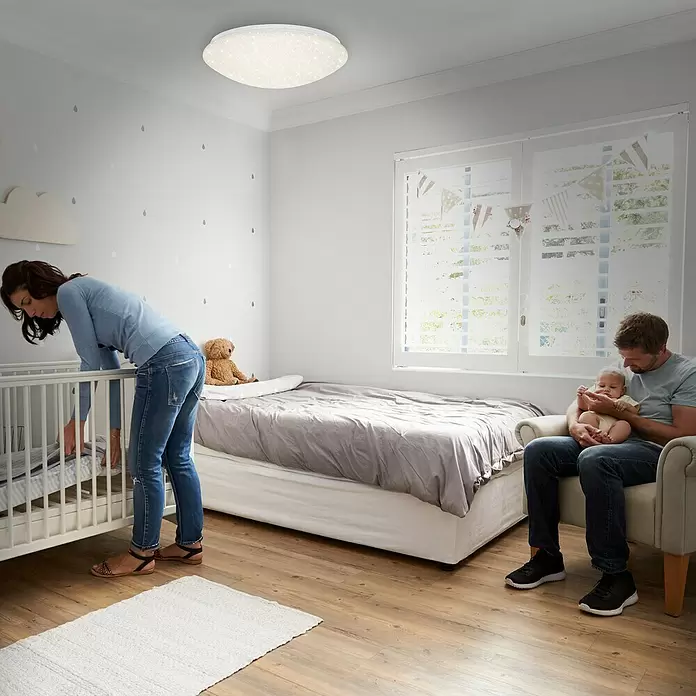 Briloner Plafón LED redondo Verb - 22 W, Ø x Al: 39 x 10 cm, Blanco, Blanco cálido - Foto ambiente