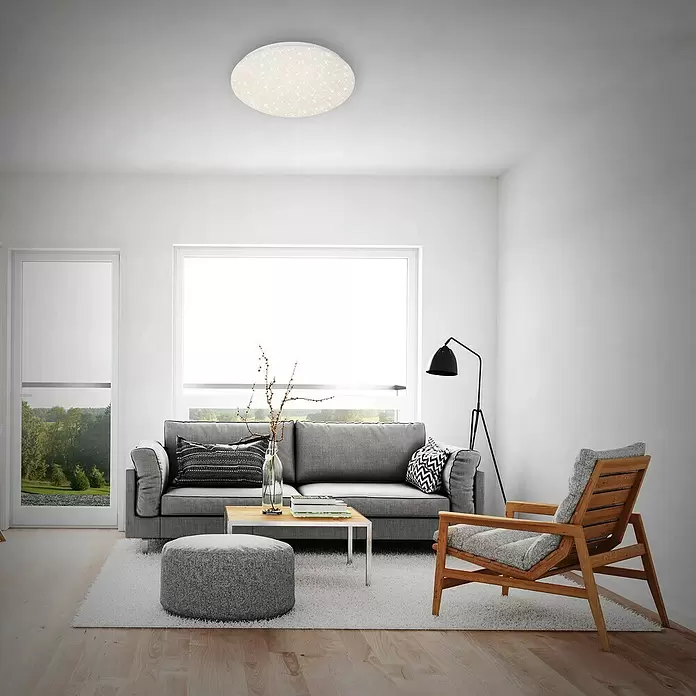 Briloner Plafón LED redondo Verb - 22 W, Ø x Al: 39 x 10 cm, Blanco, Blanco cálido - Foto ambiente