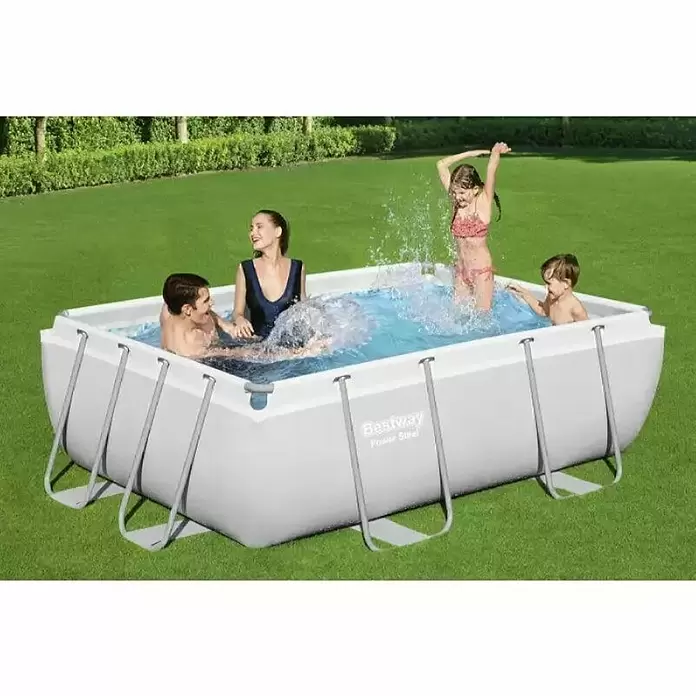 Bestway Pravokutni bazen s priborom Power Steel - D x Š x V: 282 x 196 x 84 cm, Zapremnina: 3.662 l - Proizvod u upotrebi