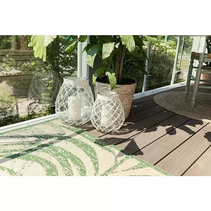 Windlicht Makramee - Creme, M, Glas - Stimmungsaufnahme