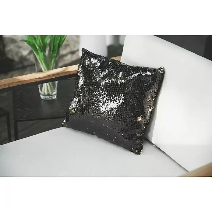 Kissen Pailletten - Schwarz/Gold, 35 x 35 cm, 100 % Polyester - Stimmungsaufnahme