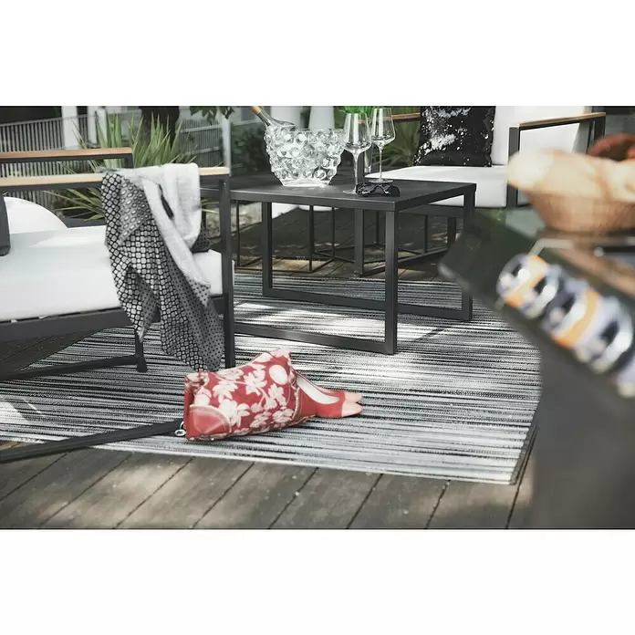 Outdoor-Teppich Arizona - Anthrazit/Greige, 190 x 133 cm, 100 % Polypropylen - Stimmungsaufnahme