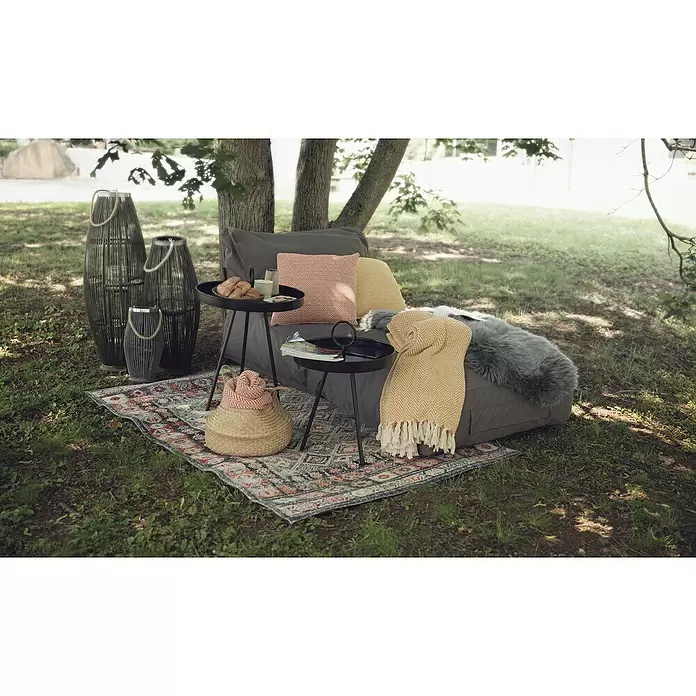 Beistelltisch mit Griff - Ø x H: 40 x 60 cm, Schwarz, Metall - Stimmungsaufnahme