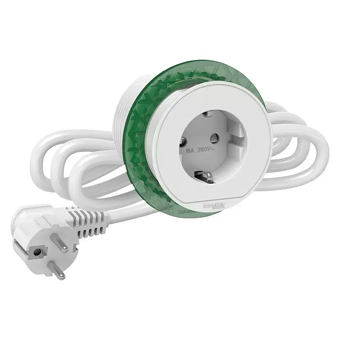 Schneider Electric Enchufe con base escritorio - Blanco - Vista angular