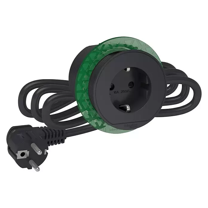 Schneider Electric Enchufe con base escritorio - Negro - Vista angular