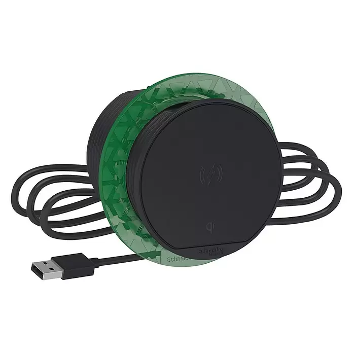 Schneider Electric Cargador inalámbrico - Negro/Verde - Vista angular