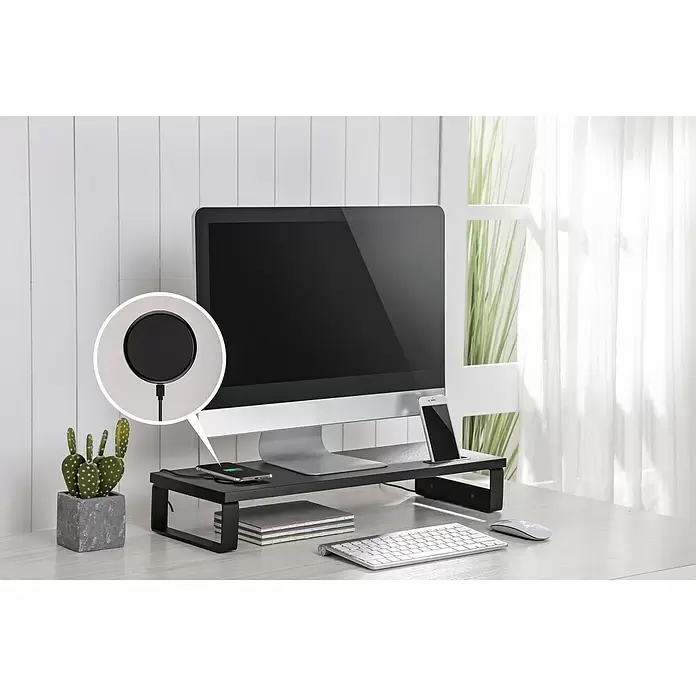 Monitor-Erhöhung - Schwarz, 21 x 60 x 9,7 cm, 3 USB-Anschlüsse - Anwendungsbeispiel