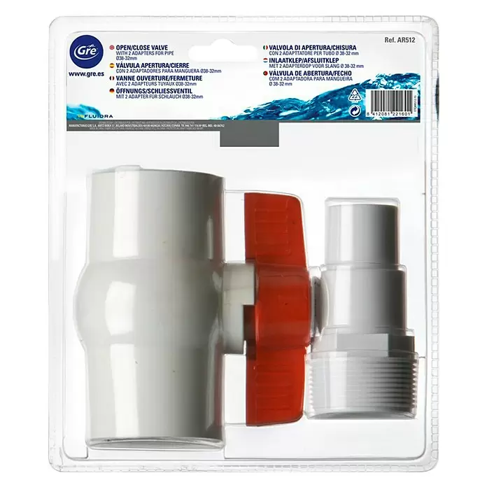 Gre Válvula esférica apertura/cierre - Plástico, 38 mm - 32 mm - Vista frontal
