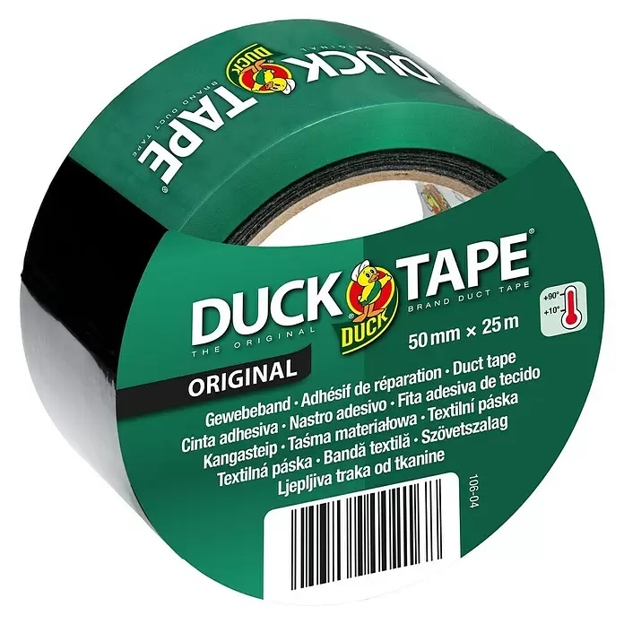 Textieltape - Zwart, l x b: 25 m x 50 mm - Diagonaal zicht