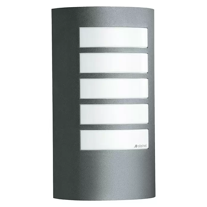 Steinel Außenwandleuchte L 12 ANT - 60 W, 10,8 x 15,5 x 27,2 cm, Anthrazit, IP44 - Vorderansicht