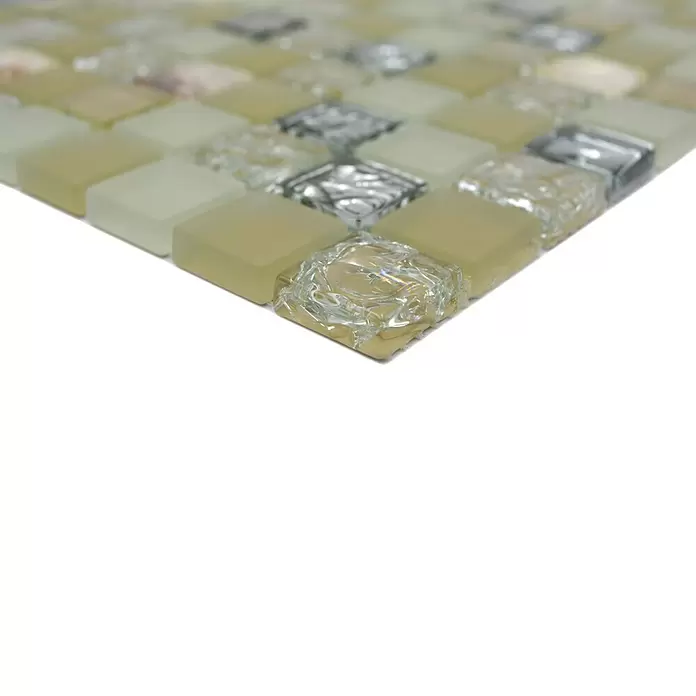 Mozaïektegel schelpen vierkant glas XCM 8OP9 - 30 x 30 cm, Beige, Glanzend - Close-up