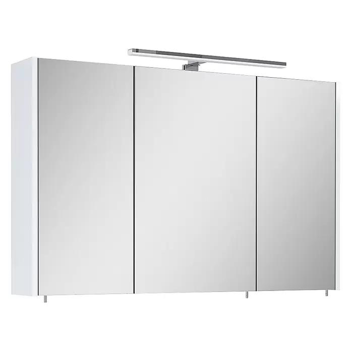 Riva Vulcano LED-Spiegelschrank - 100 x 61,8 cm, Mit Beleuchtung, Spanplatte, Weiß - Diagonale Ansicht