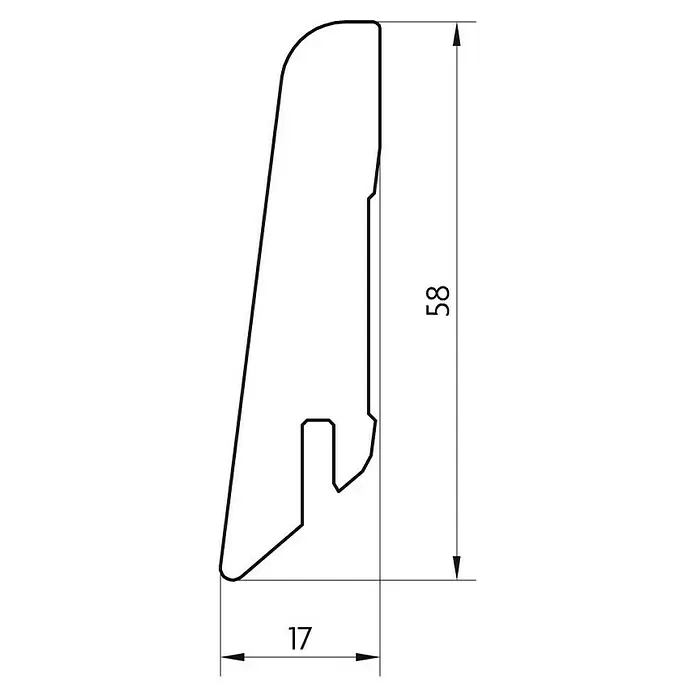 Egger Podna kutna lajsna - 2,4 m x 17 mm x 60 mm, Ravni oblik - Skica