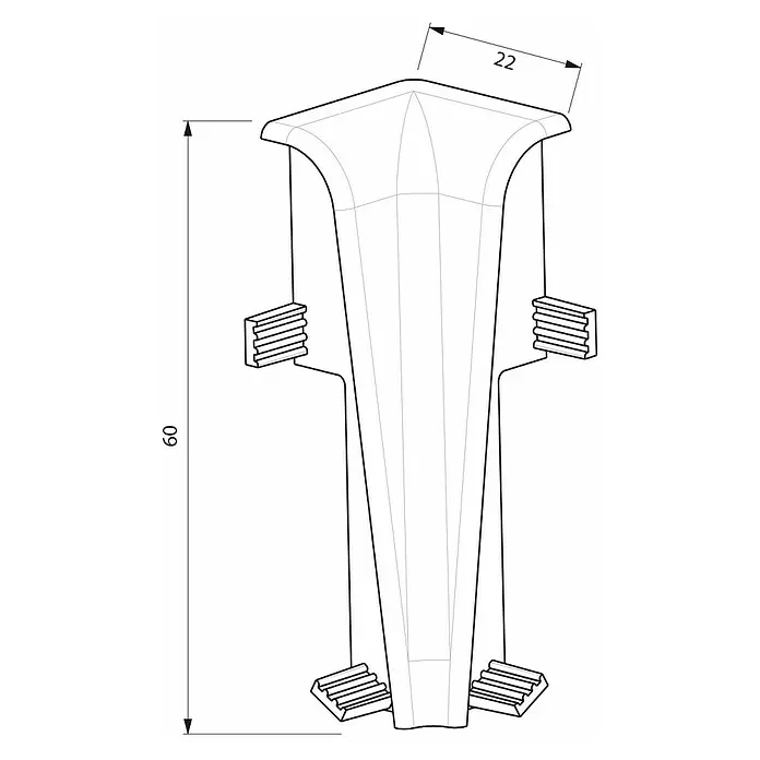 Egger Innenecke - Schwarz, 2 Stk., Passend für: Egger Sockelleisten 17 x 60 mm - Skizze
