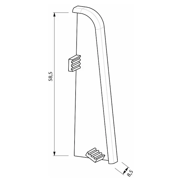 Egger Endkappe - Schwarz, 2 Stk., Passend für: Egger Sockelleisten 17 x 60 mm - Skizze