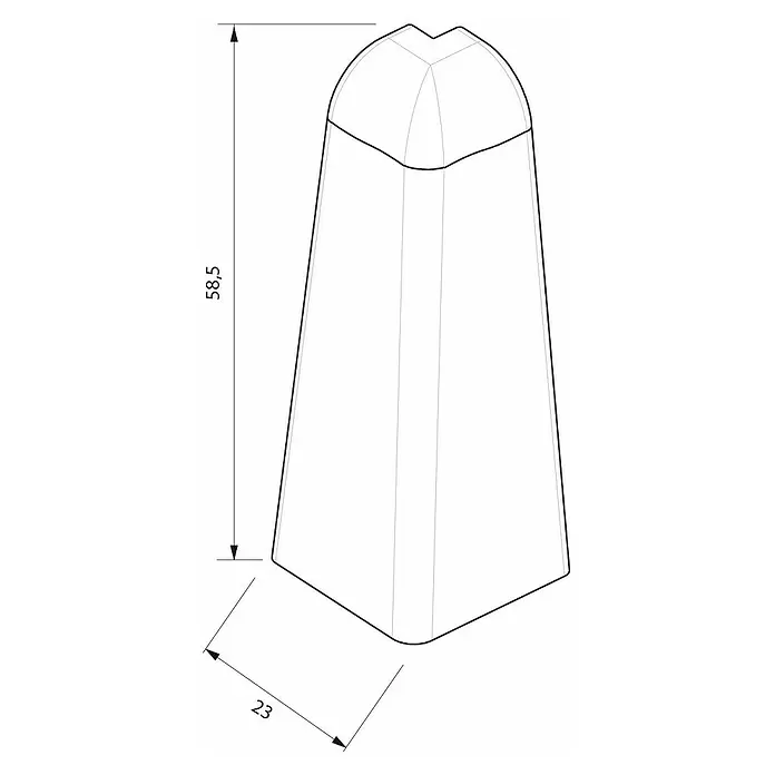 Egger Außenecke - Schwarz, 2 Stk., Passend für: Egger Sockelleisten 17 x 60 mm - Skizze