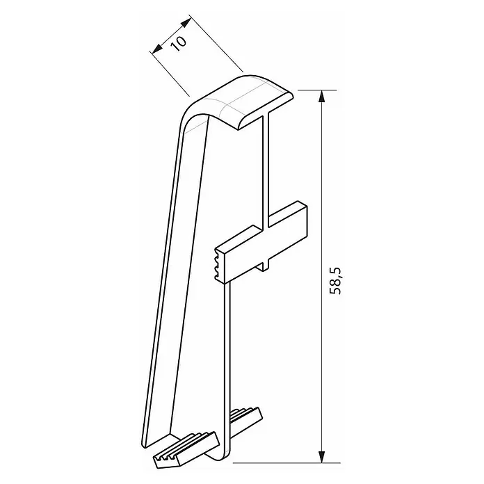 Egger Übergangskappe - Schwarz, 2 Stk., Passend für: Egger Sockelleisten 17 x 60 mm - Skizze