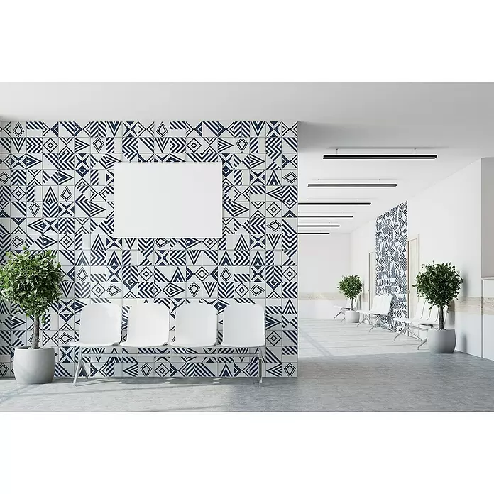 Grosfillex Revestimiento de pared Element 3D Iliade - L x An: 260 x 37,5 cm, Blanco/Azul, Liso - Foto ambiente