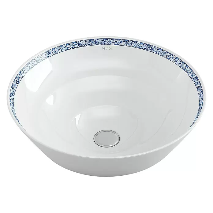 Bathco Lavabo de sobremesa Nápoles - Diámetro: 43 cm, Blanco - Vista angular