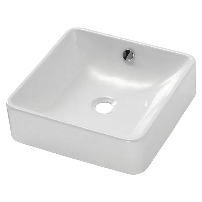 Bathco Lavabo de sobremesa Park - An x L: 40 x 40 cm, Blanco - Vista angular