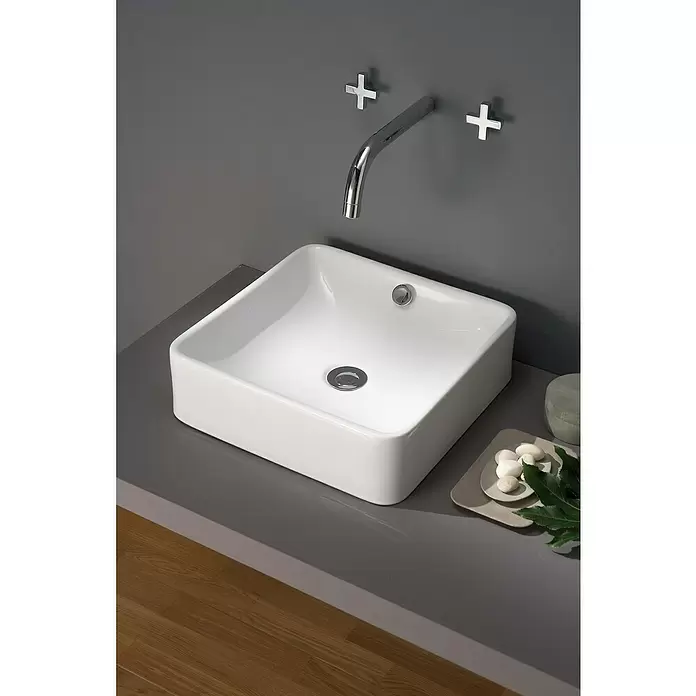 Bathco Lavabo de sobremesa Park - An x L: 40 x 40 cm, Blanco - Foto ambiente