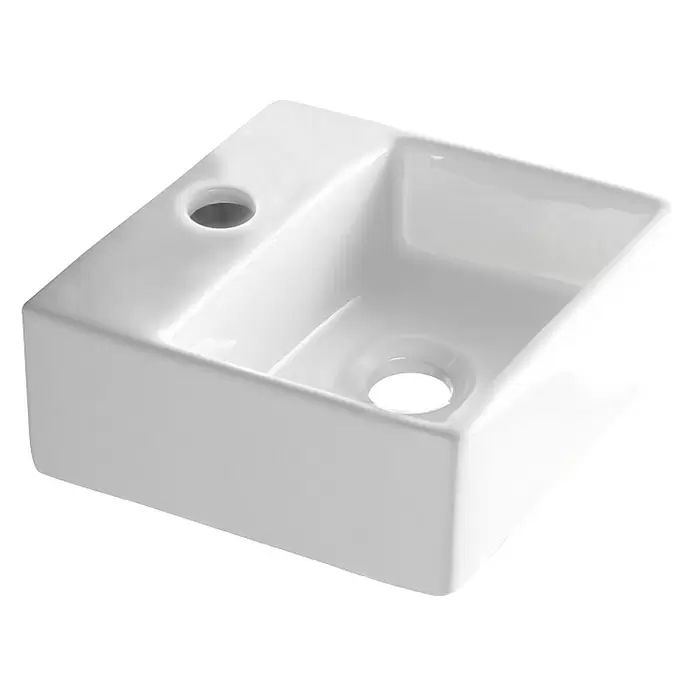 Bathco Lavabo de sobremesa Bermeo - An x L: 33 x 30 cm, Blanco - Vista angular