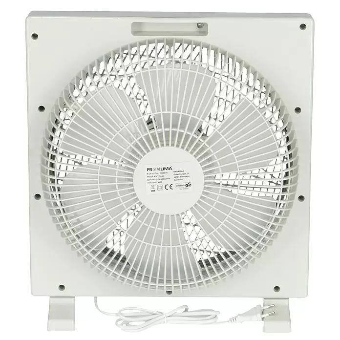 PR Klima Ventilador de suelo Box Fan - Blanco/gris, Plástico, 50 W - Vista trasera