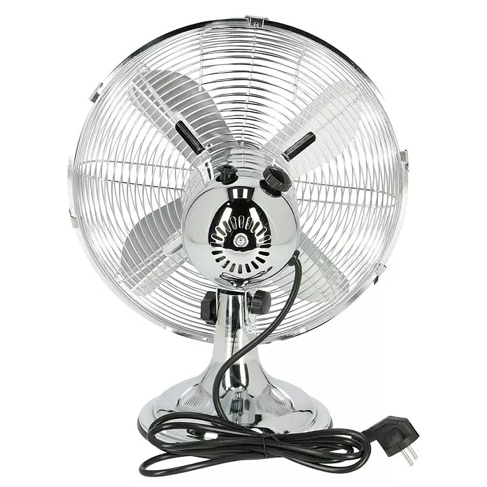 PR Klima Ventilador de sobremesa retro - Plateado, Diámetro: 30 cm, 35 W, 2.500 m³/h - Vista trasera