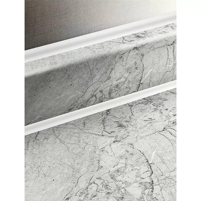 Resopal Wandabschlussprofil - Raja White, 305 cm - Detailaufnahme