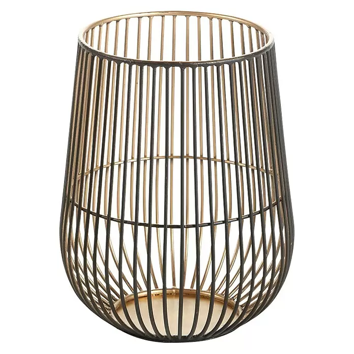 Windlicht Vara - Ø x H: 17 x 20 cm, Schwarz/Gold - Vorderansicht