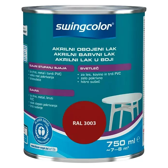 swingcolor Lak u boji - Rubin crvene boje, 750 ml, Sjaj - Pogled sprijeda