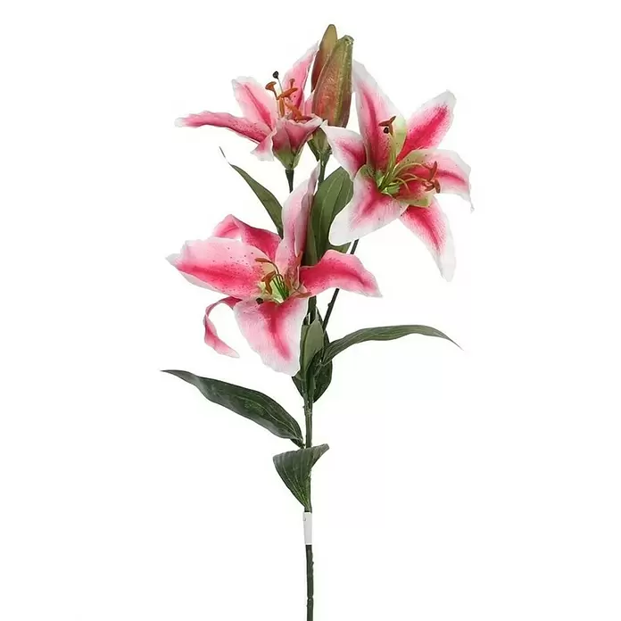 Flor artificial Lirio - Altura: 75 cm, Rosa, Plástico - Primer plano